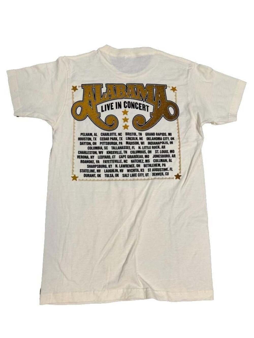 Alabama Live In Concert Tour Graphic T-Shirt Cream Size Small - Picture 2 of 6